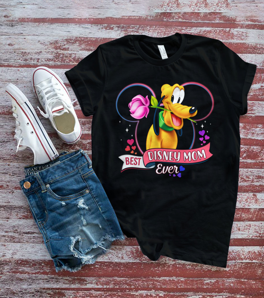 Best Disney Mom Ever Pluto Heart Rose T-Shirt