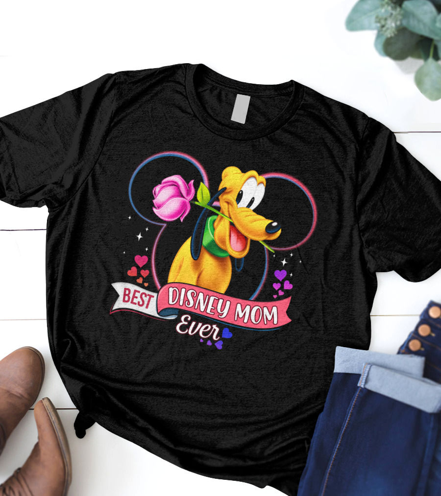 Best Disney Mom Ever Pluto Heart Rose T-Shirt