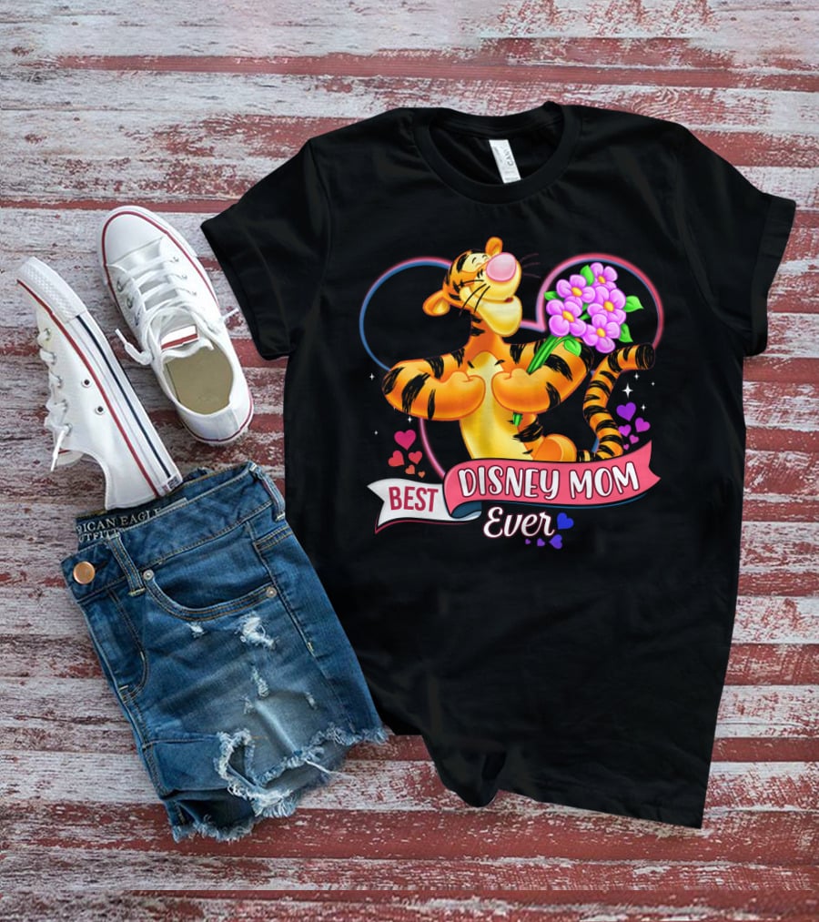 Best Disney Mom Ever Tigger With Heart And Flowers T-Shirt