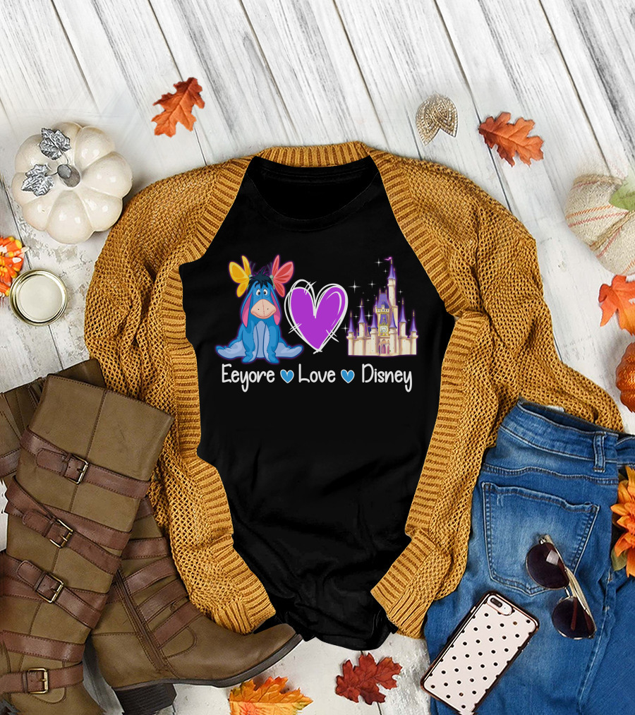 Eeyore Love Disney Heart Castle T-Shirt