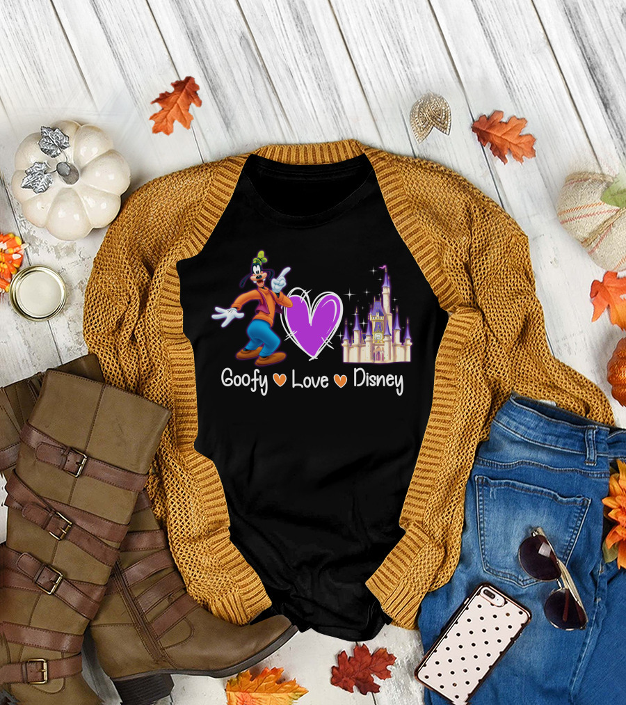 Goofy Love Disney Heart Castle T-Shirt