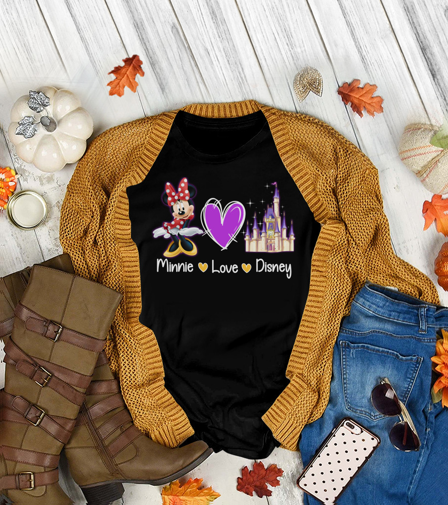 Minnie Love Disney Castle Heart T-Shirt