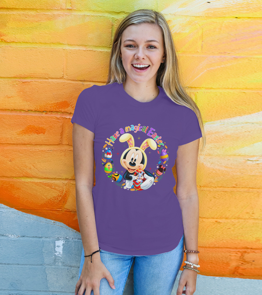 Have A Magical Easter Mickey Mouse With Bunny Ears And Colorful Eggs T-Shirt