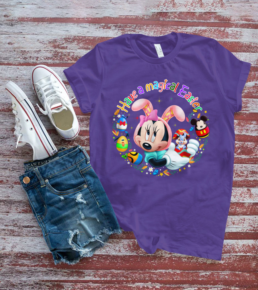 Minnie Mouse Have A Magical Easter With Easter Eggs And Flowers T-Shirt