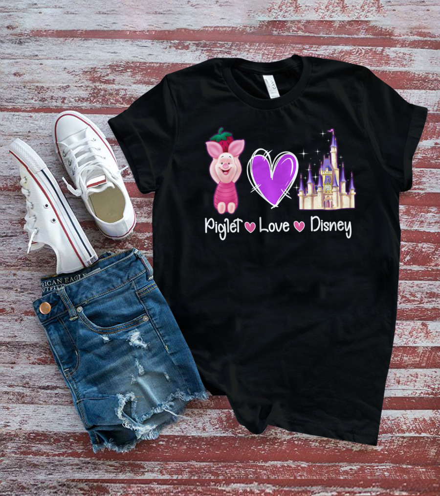 Piglet Love Disney Castle Magic Heart T-Shirt