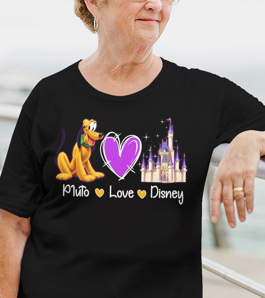 Pluto Love Disney Heart Castle T-Shirt