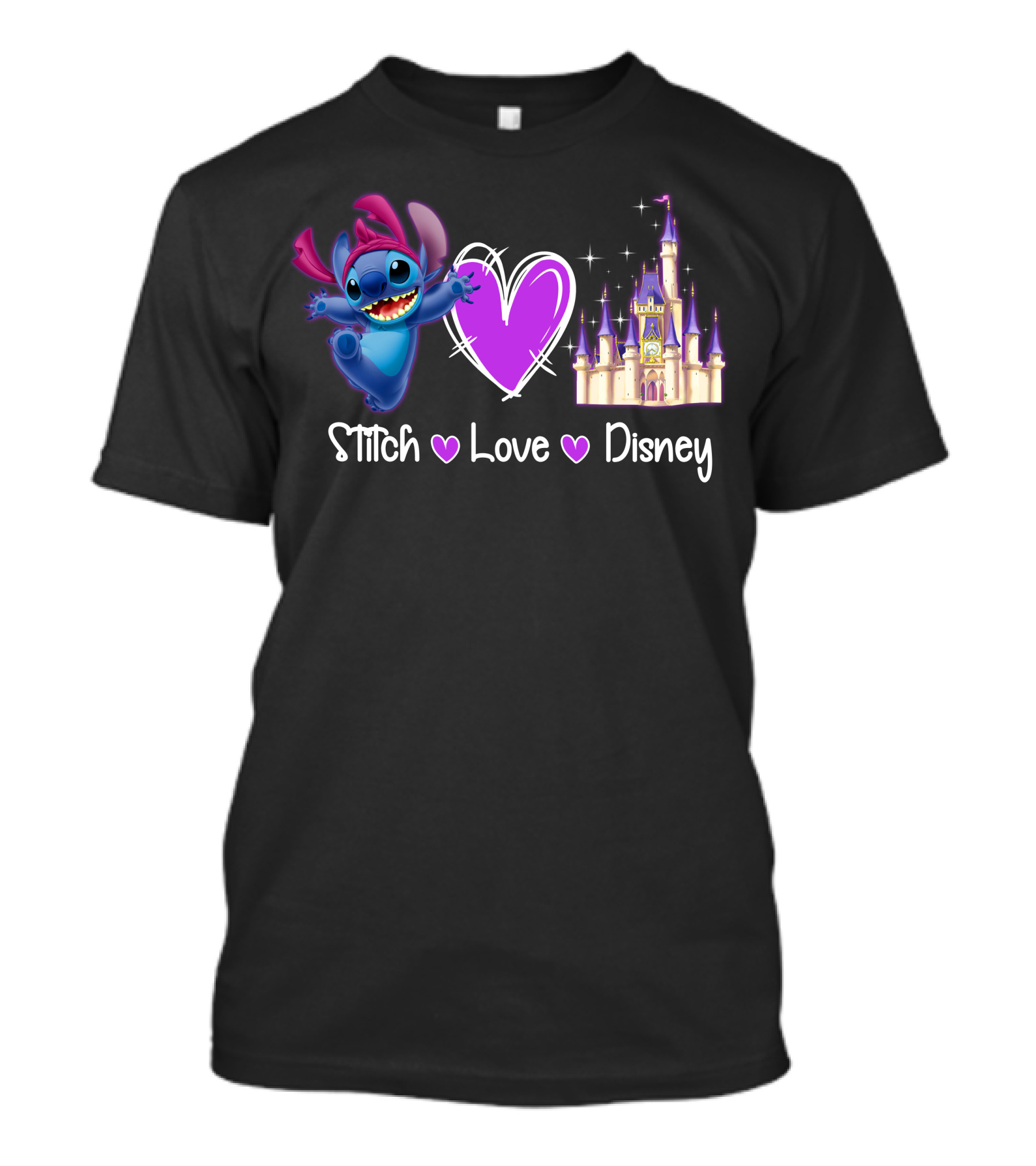 Stitch Love Disney Castle Heart T-Shirt