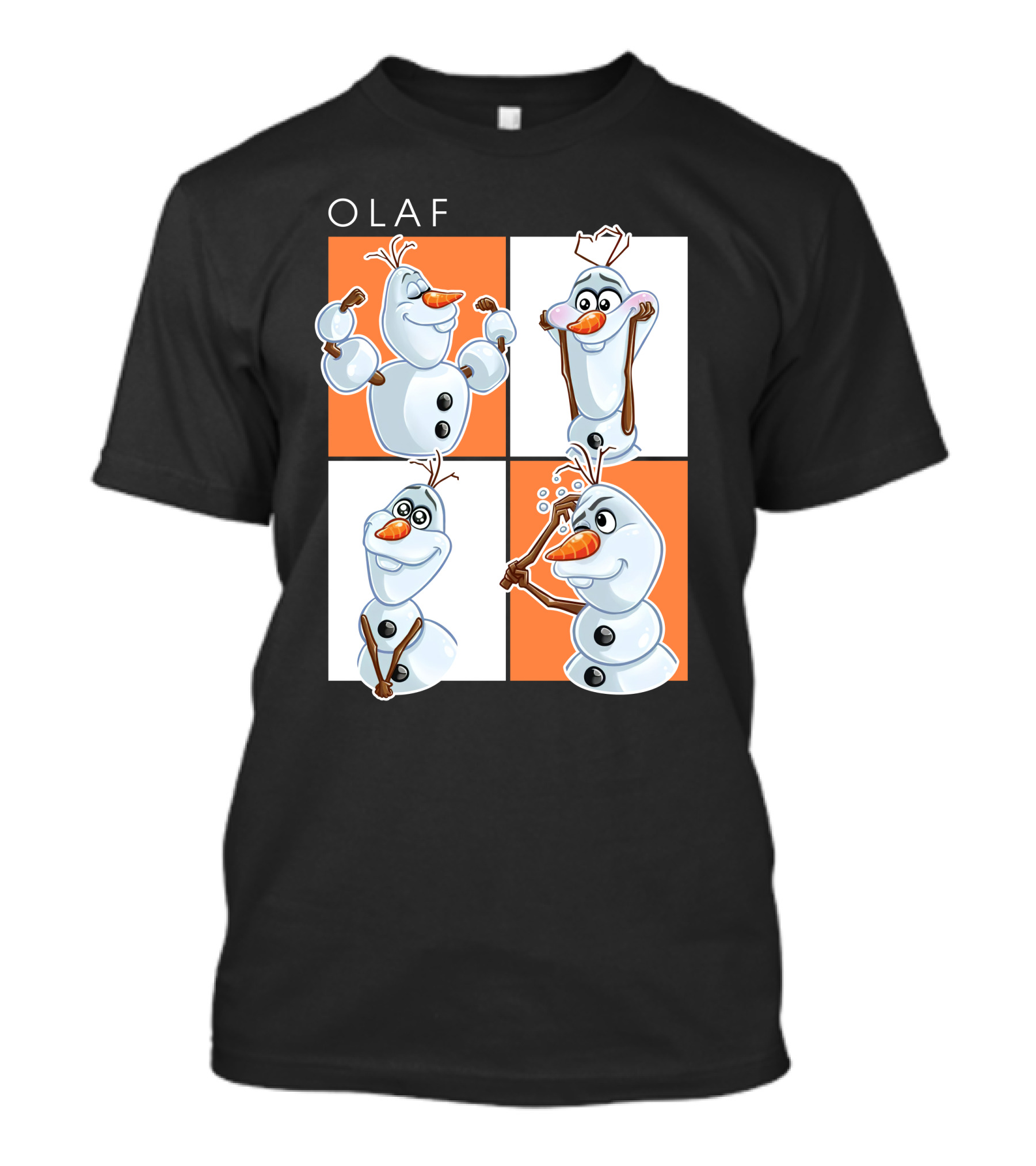 Olaf Snowman Character Expression Panels T-Shirt