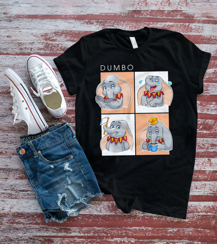 Dumbo Disney Elephant Cartoon Comic Expressions T-Shirt