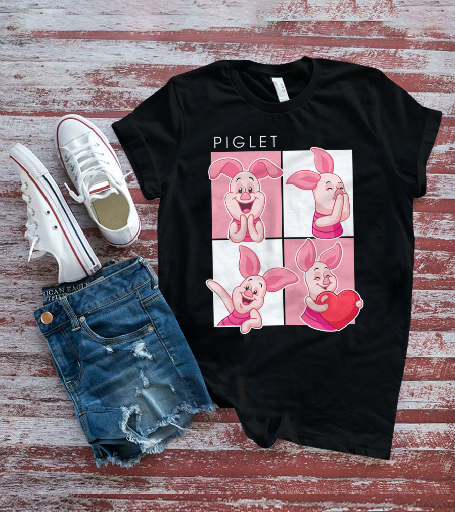 Piglet Cute Expressions With Heart T-Shirt