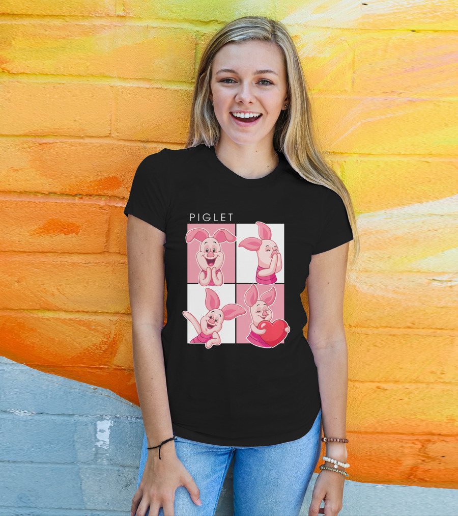 Piglet Cute Expressions With Heart T-Shirt