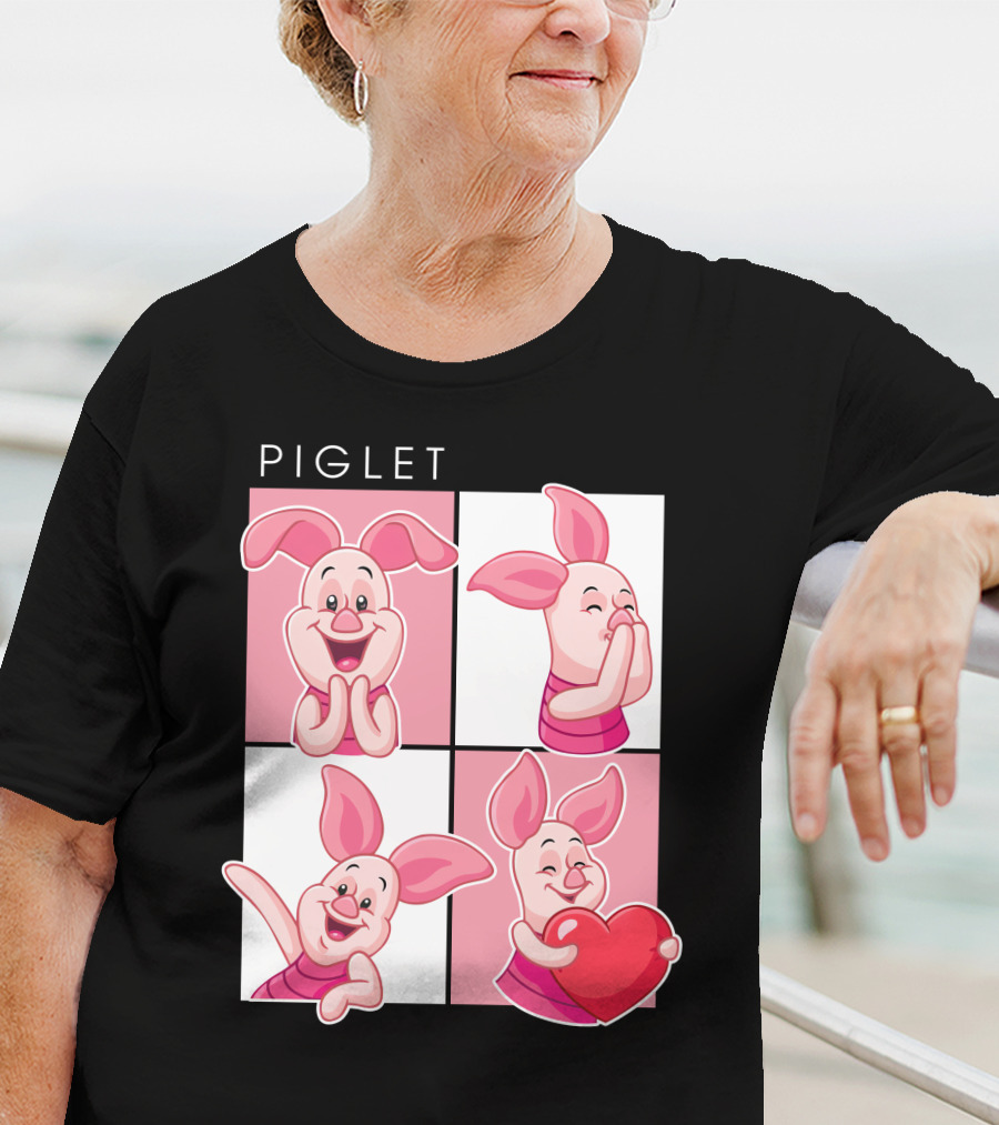Piglet Cute Expressions With Heart T-Shirt