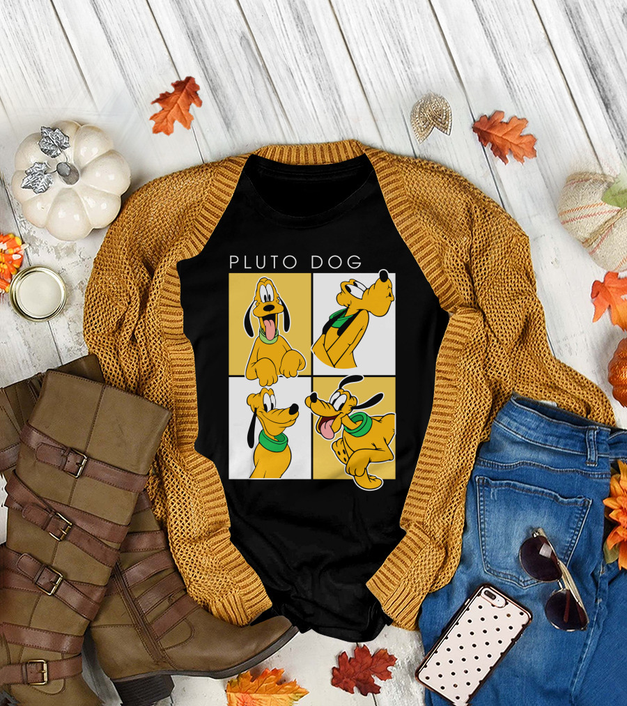Pluto Dog Playful Expressions Collage T-Shirt
