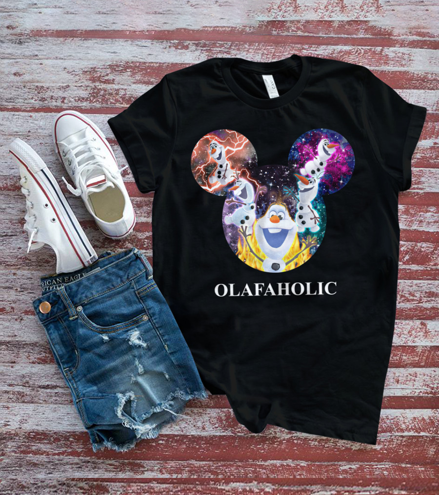 Olaf Olafholic Disney Frozen Olaf Galaxy Flame Mickey Ears T-Shirt