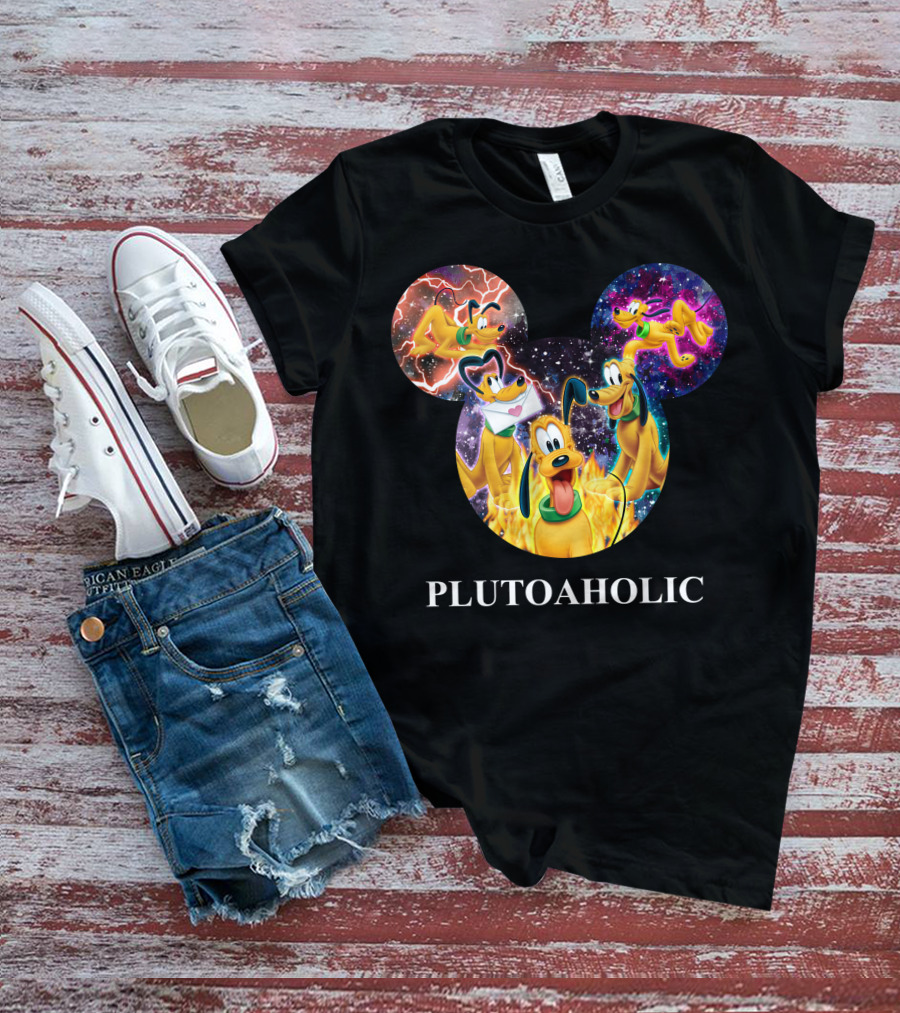 Plutoaholic Pluto Character Cosmic Adventure Mickey Ears T-Shirt