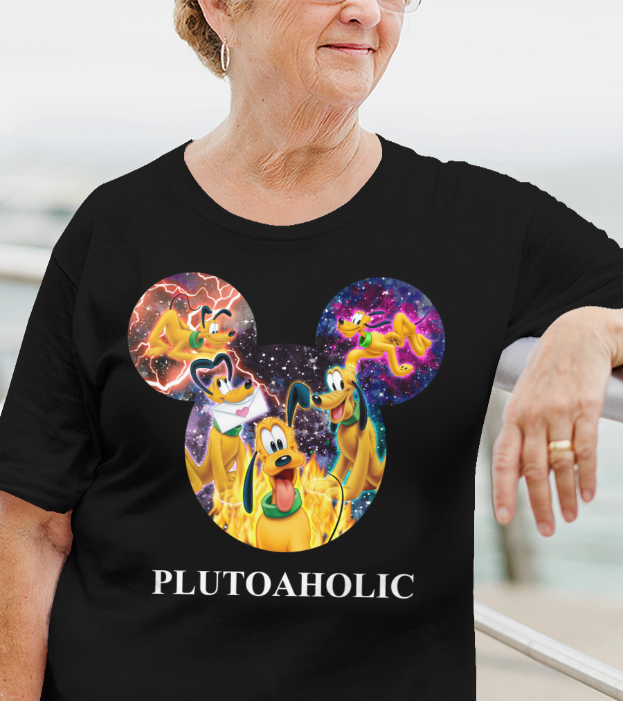Plutoaholic Pluto Character Cosmic Adventure Mickey Ears T-Shirt
