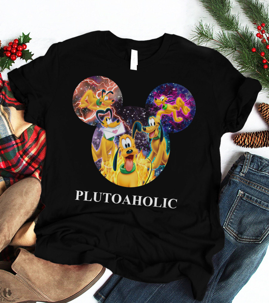 Plutoaholic Pluto Character Cosmic Adventure Mickey Ears T-Shirt