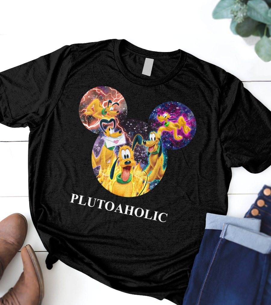 Plutoaholic Pluto Character Cosmic Adventure Mickey Ears T-Shirt