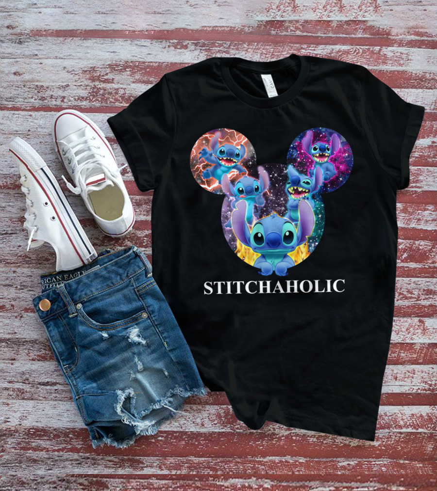 Stitchaholic Disney Stitch Mickey Mouse Head Galaxy T-Shirt