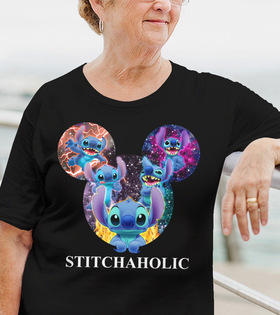 Stitchaholic Disney Stitch Mickey Mouse Head Galaxy T-Shirt