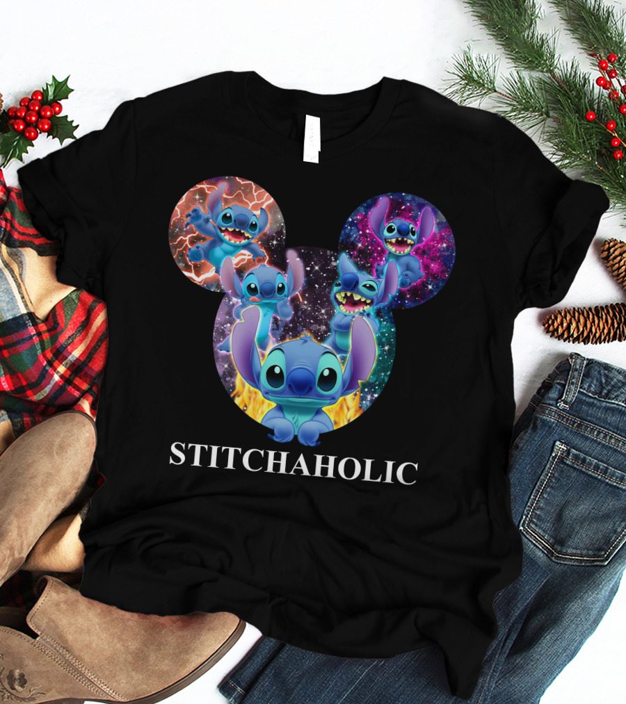 Stitchaholic Disney Stitch Mickey Mouse Head Galaxy T-Shirt