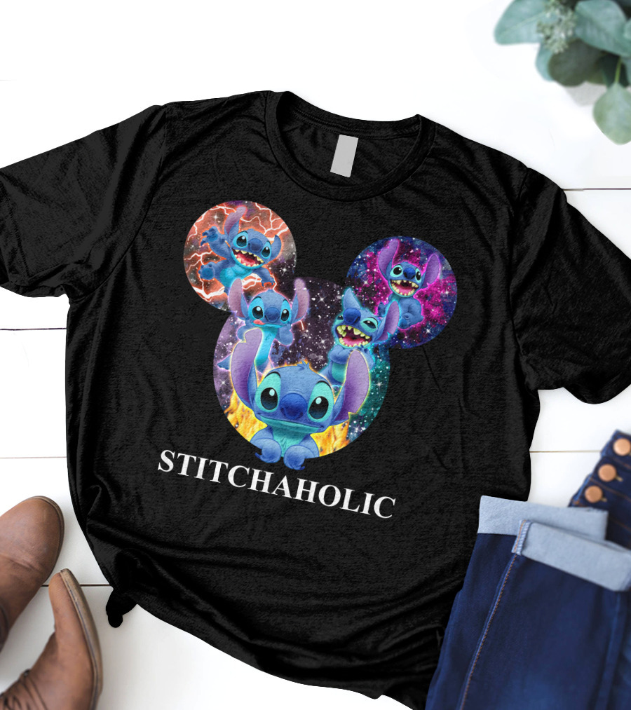 Stitchaholic Disney Stitch Mickey Mouse Head Galaxy T-Shirt
