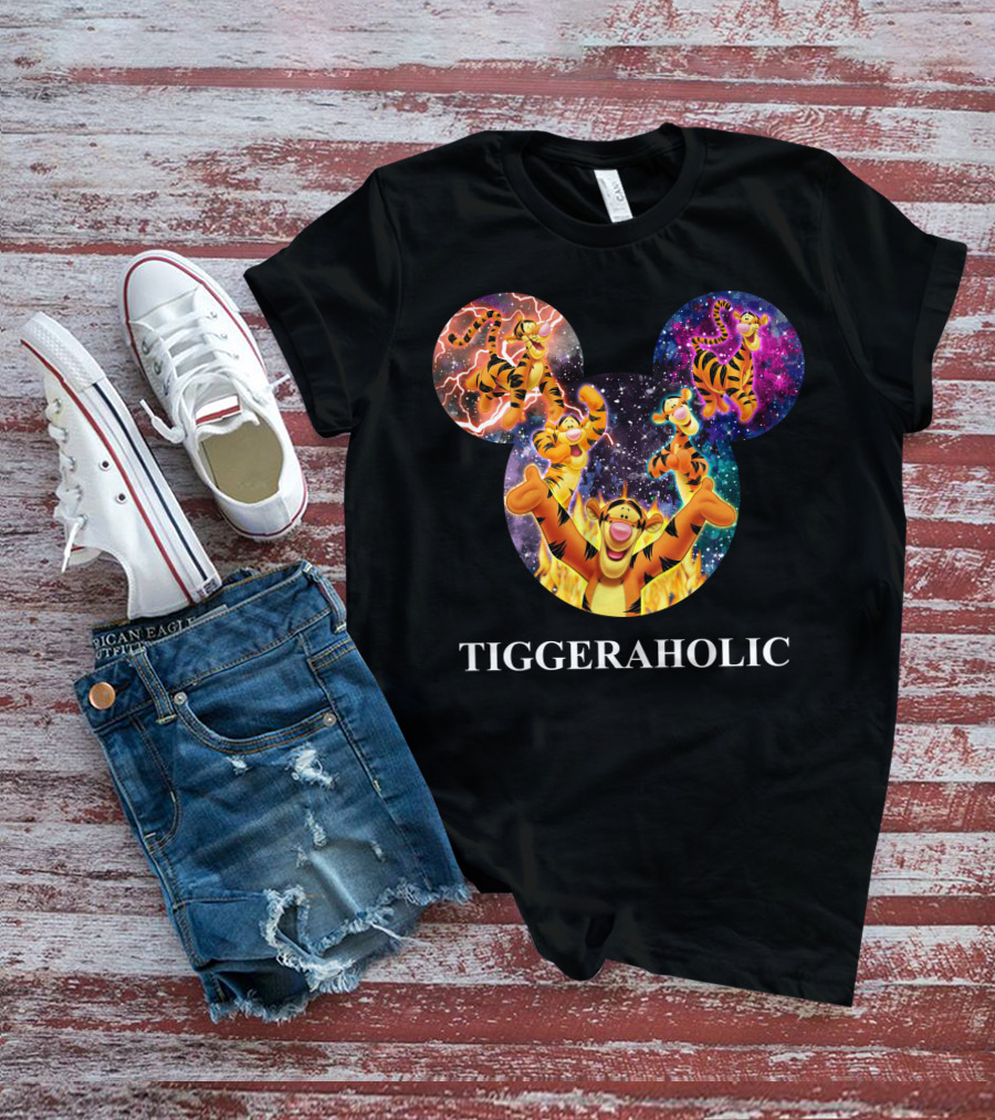 Tiggeraholic Tigger In Disney Mickey Mouse Head Galaxy T-Shirt