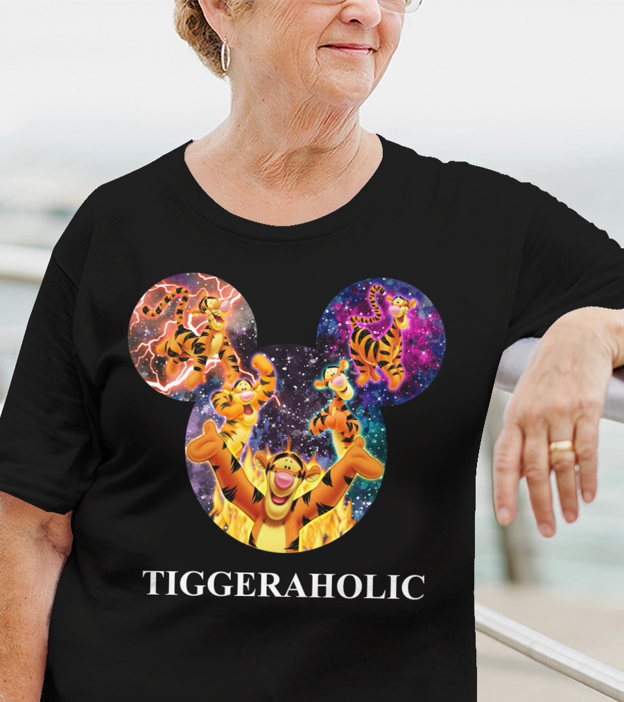Tiggeraholic Tigger In Disney Mickey Mouse Head Galaxy T-Shirt