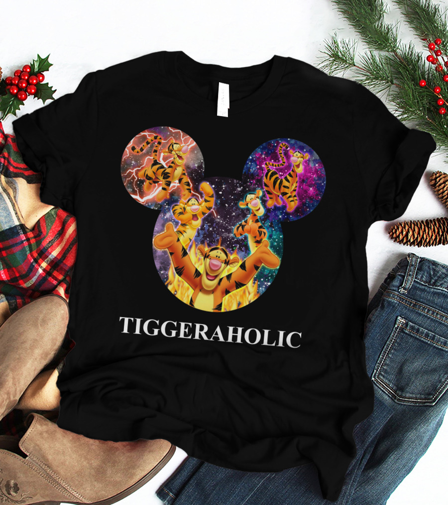 Tiggeraholic Tigger In Disney Mickey Mouse Head Galaxy T-Shirt