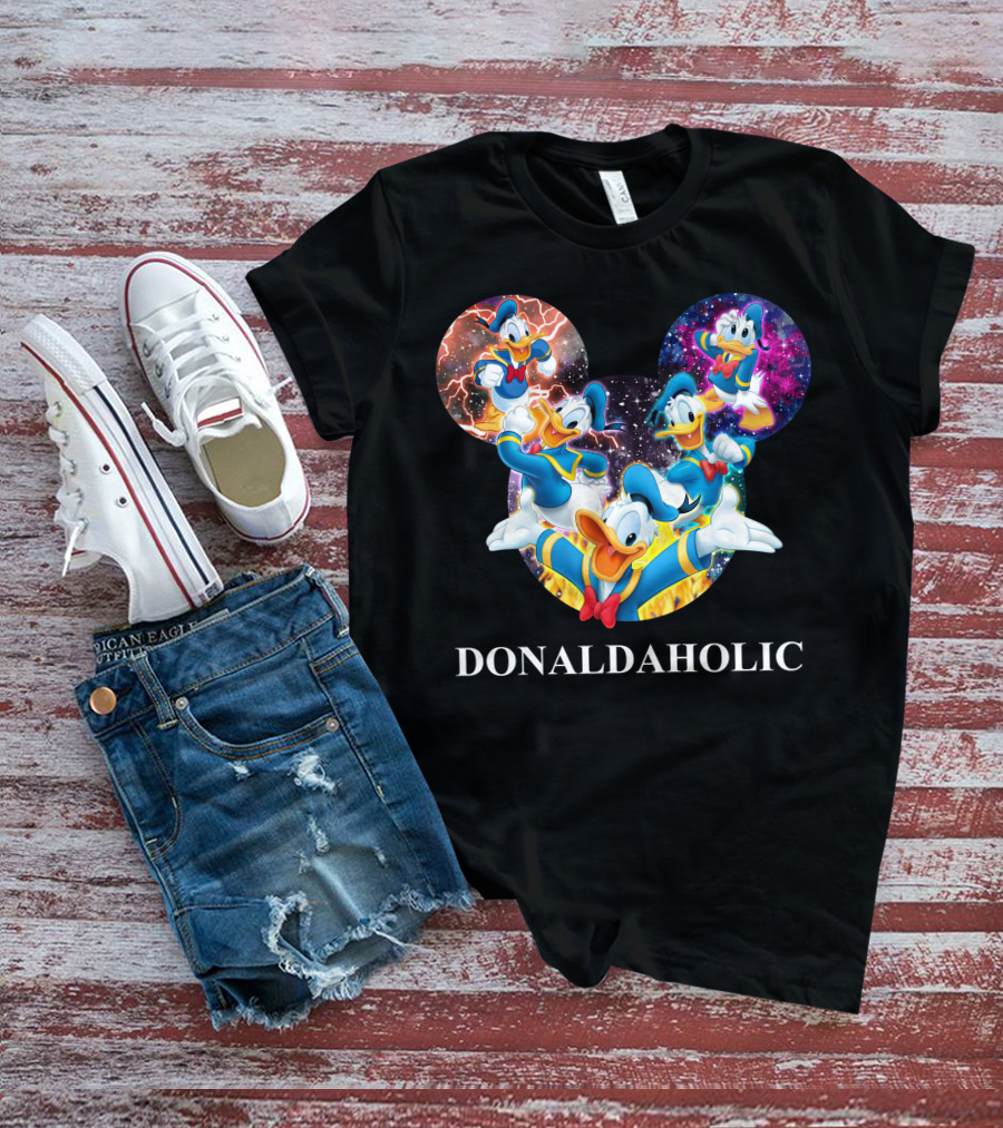 Donaldaholic Mickey Mouse Ears Pattern With Donald Duck Characters T-Shirt