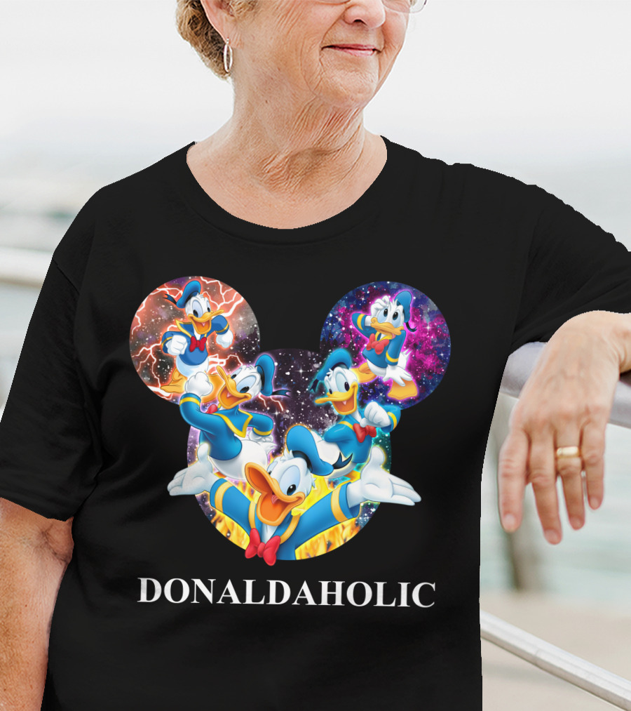 Donaldaholic Mickey Mouse Ears Pattern With Donald Duck Characters T-Shirt