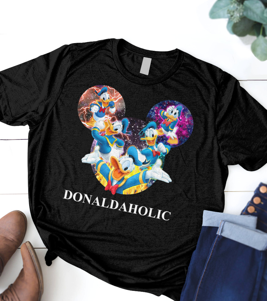 Donaldaholic Mickey Mouse Ears Pattern With Donald Duck Characters T-Shirt