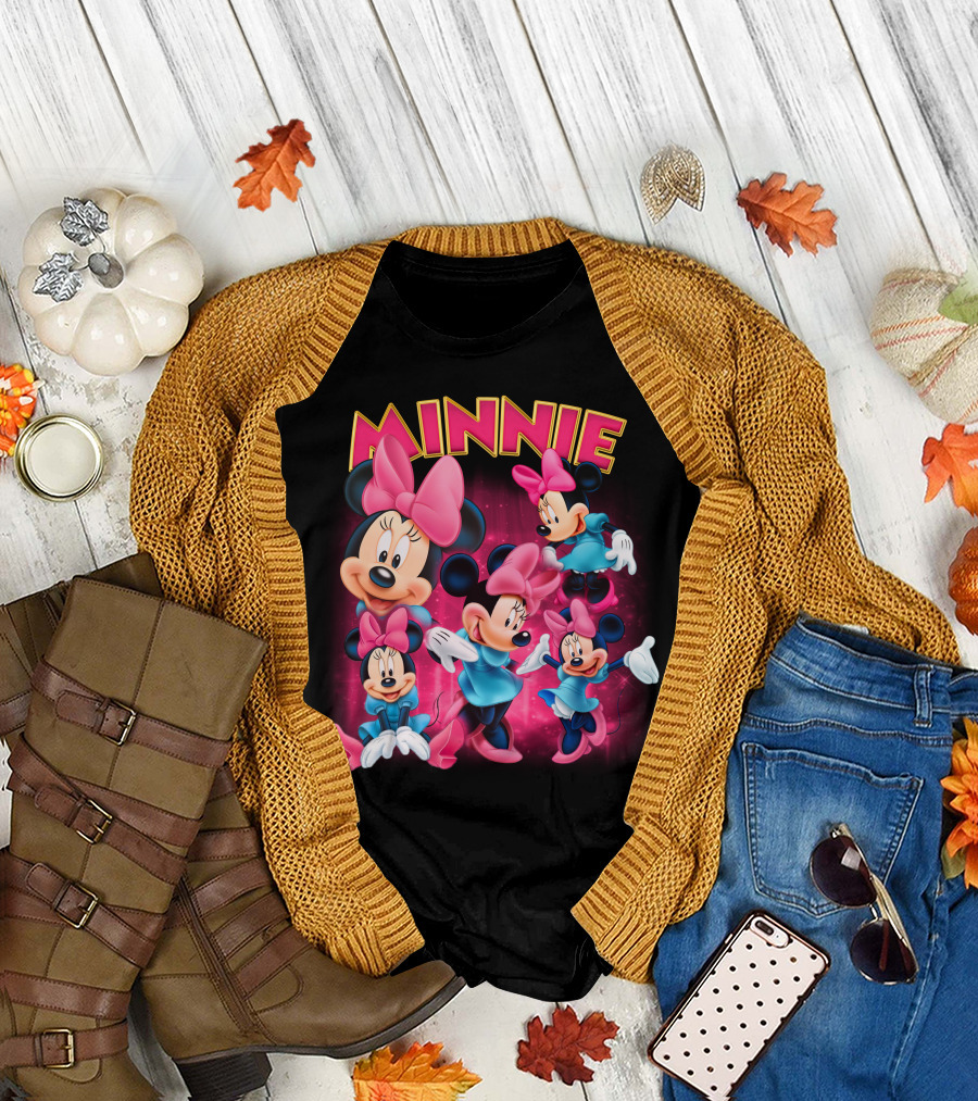 Minnie Mouse Pink And Blue Outfits With Bows T-Shirt