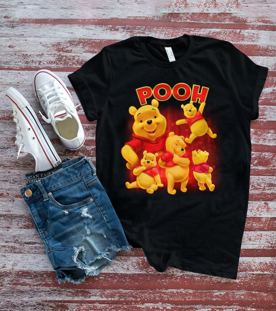 Pooh Winnie The Pooh Multiple Poses Red T-Shirt