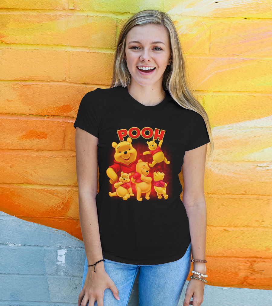Pooh Winnie The Pooh Multiple Poses Red T-Shirt