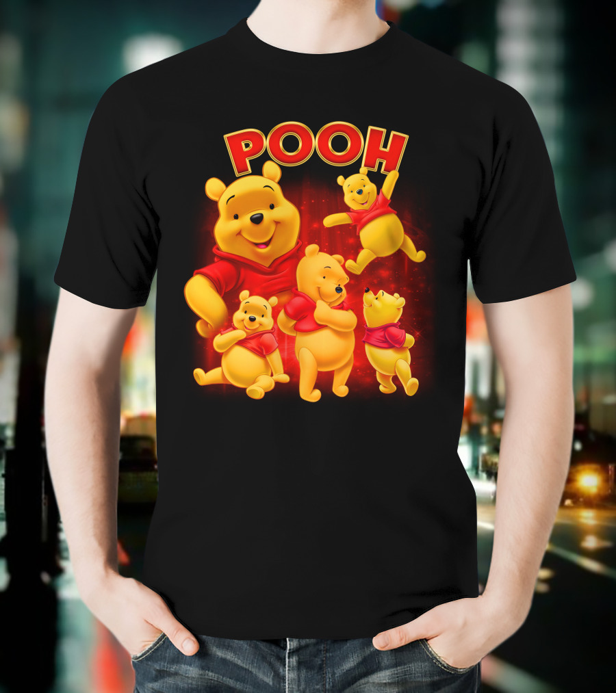 Pooh Winnie The Pooh Multiple Poses Red T-Shirt