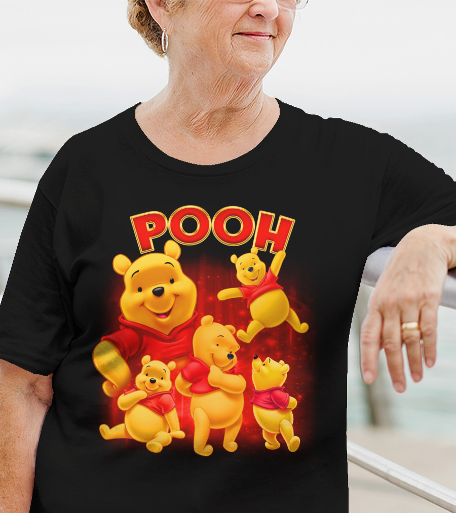 Pooh Winnie The Pooh Multiple Poses Red T-Shirt