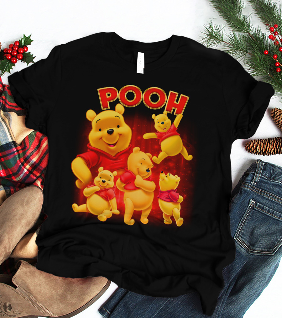 Pooh Winnie The Pooh Multiple Poses Red T-Shirt