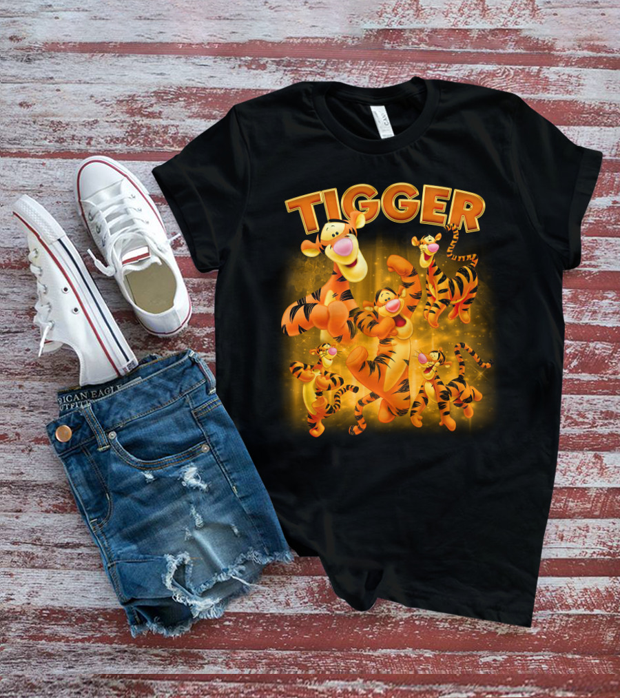 Tigger Character Collage In Vibrant Orange And Yellow T-Shirt