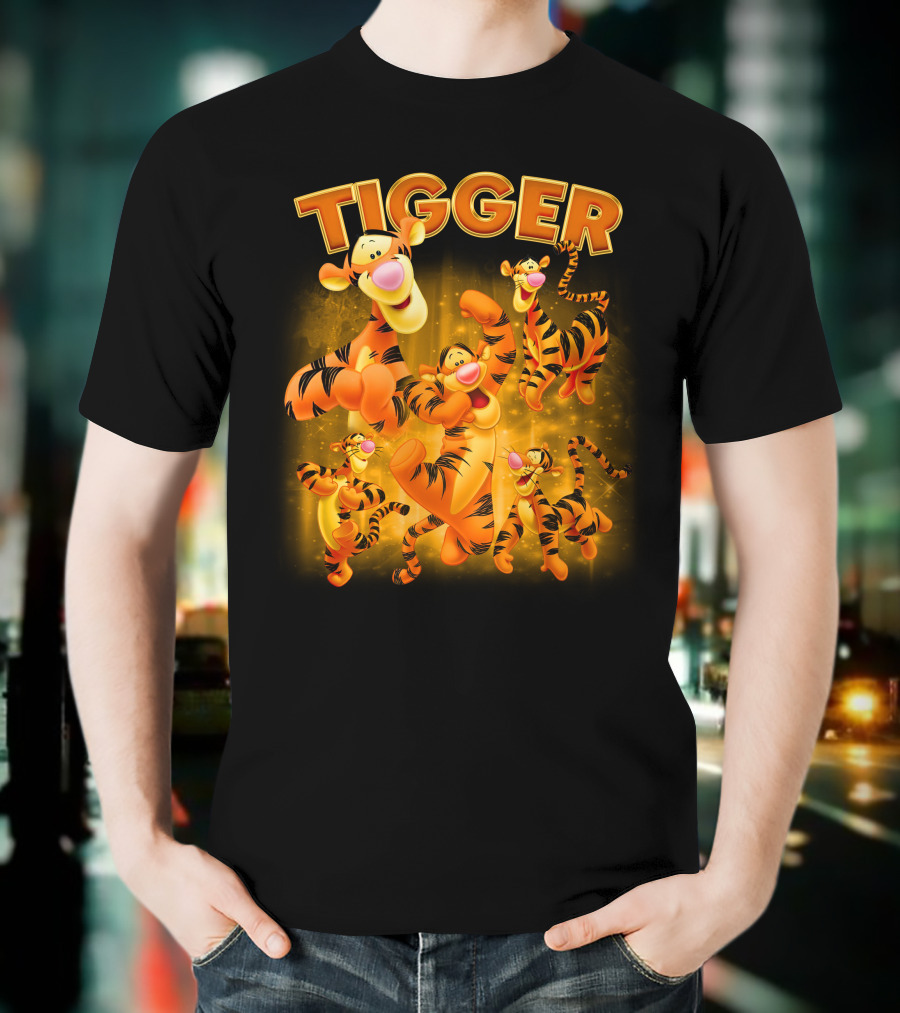 Tigger Character Collage In Vibrant Orange And Yellow T-Shirt