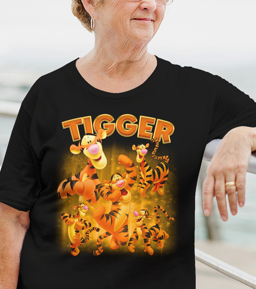 Tigger Character Collage In Vibrant Orange And Yellow T-Shirt