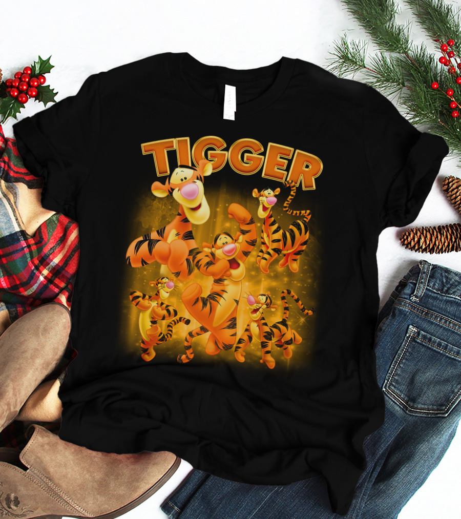 Tigger Character Collage In Vibrant Orange And Yellow T-Shirt