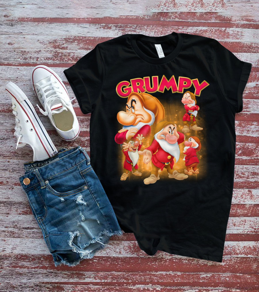 Grumpy The Dwarf Classic Character Expression Montage T-Shirt