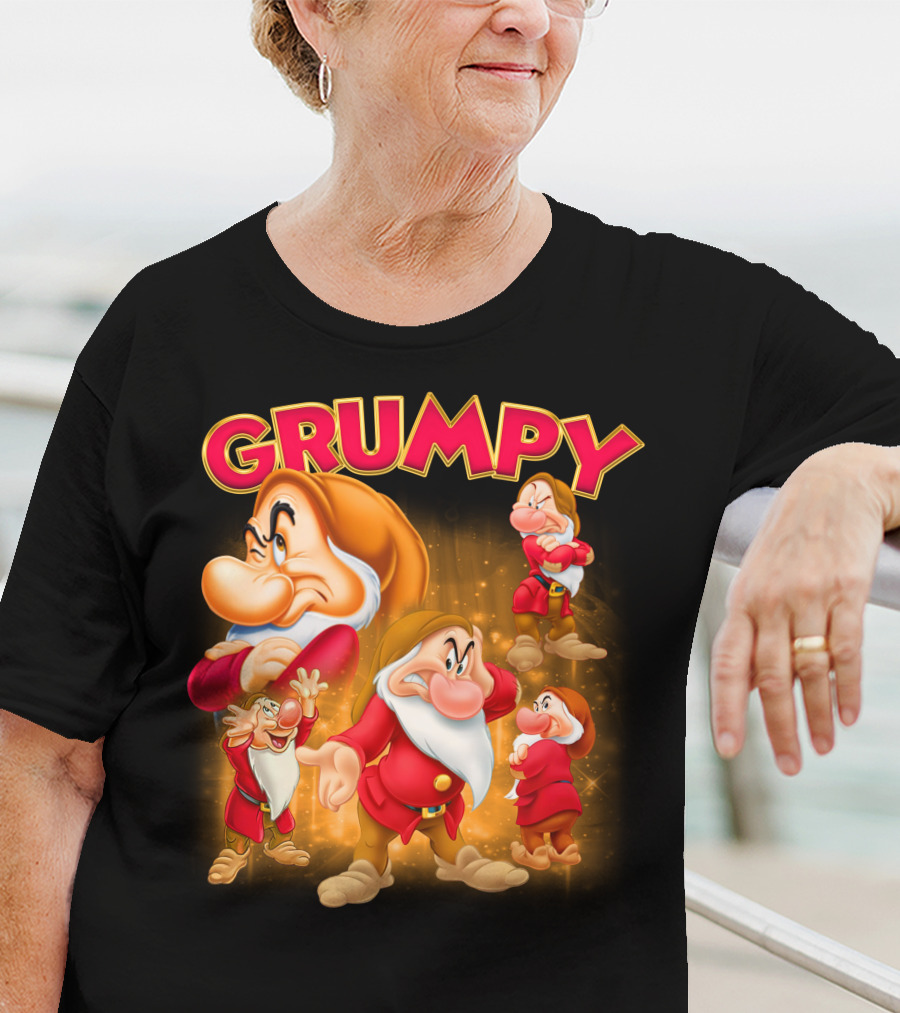 Grumpy The Dwarf Classic Character Expression Montage T-Shirt