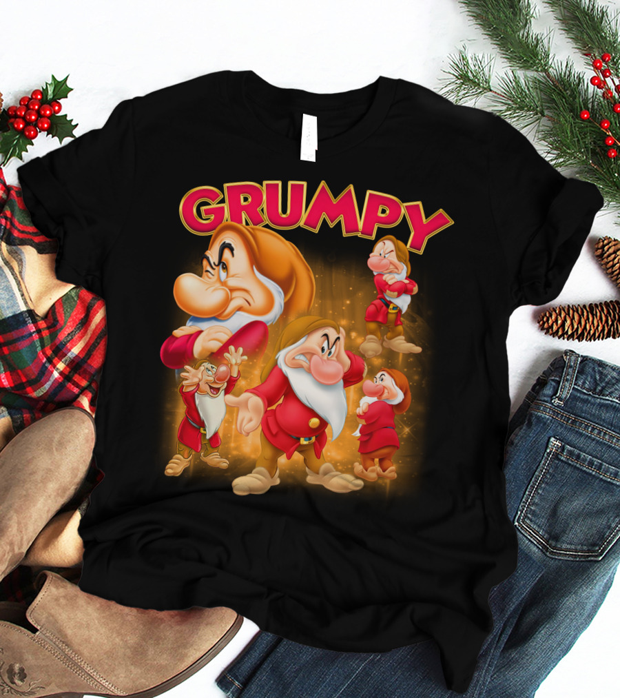 Grumpy The Dwarf Classic Character Expression Montage T-Shirt