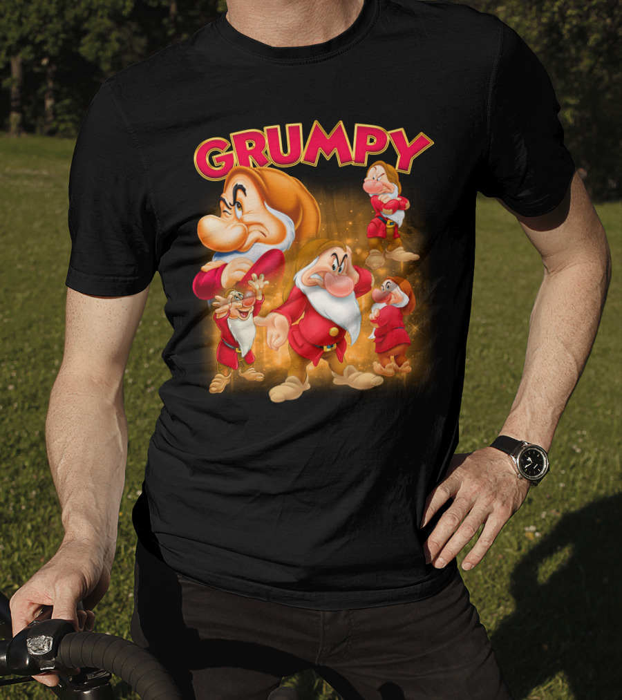 Grumpy The Dwarf Classic Character Expression Montage T-Shirt
