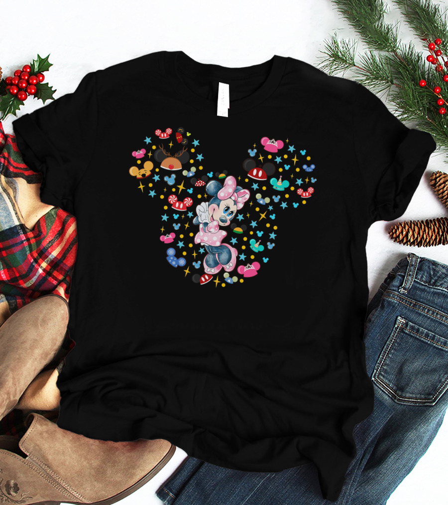 Minnie Mouse Iconic Bow Polka Dots And Mickey Ears Celebration T-Shirt