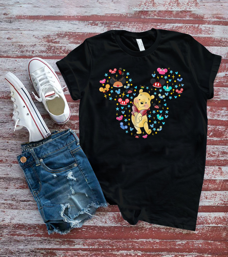 Winnie The Pooh Mickey Ears With Mouse Ears And Candy Elements T-Shirt