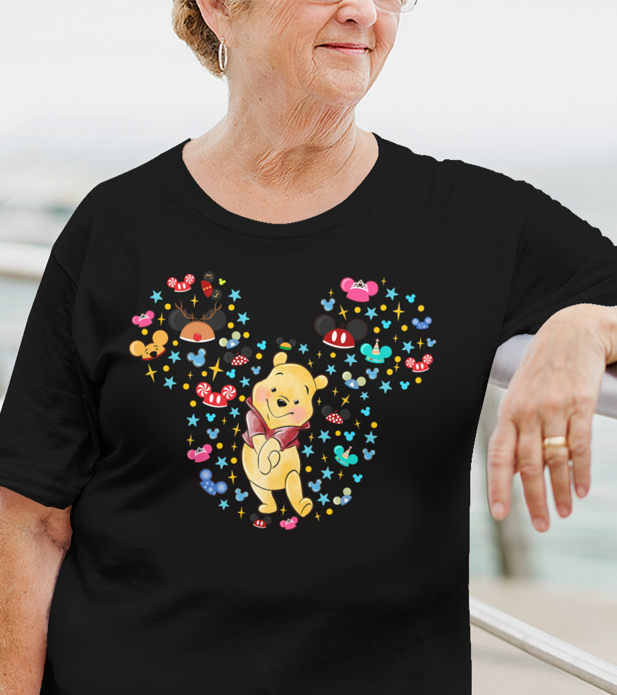 Winnie The Pooh Mickey Ears With Mouse Ears And Candy Elements T-Shirt