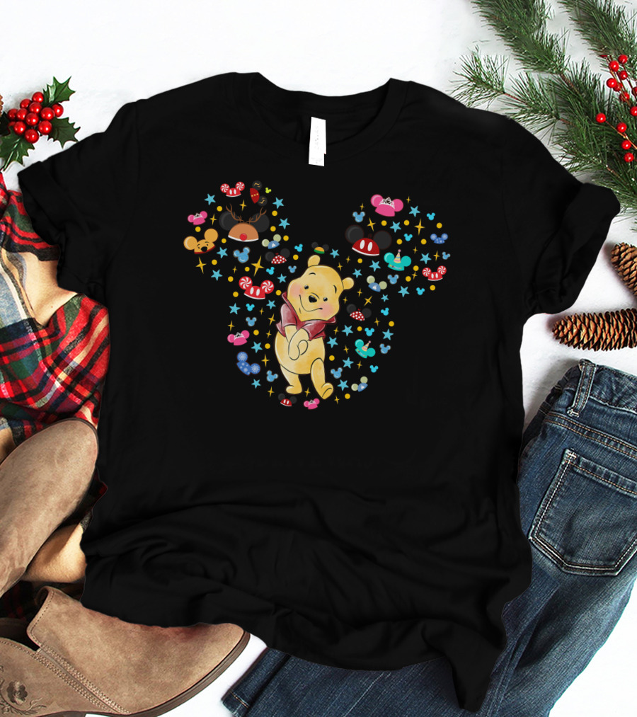 Winnie The Pooh Mickey Ears With Mouse Ears And Candy Elements T-Shirt